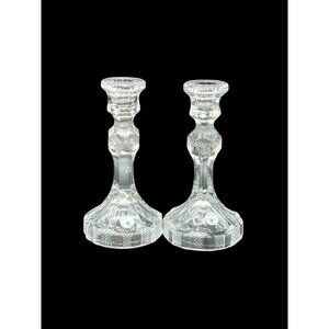 Vintage Viking Dalzel Candlesticks Clear crystal